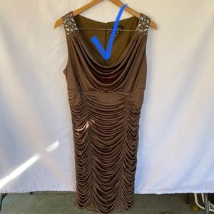 Brown Ruched Dress S.L. Fashion size 14